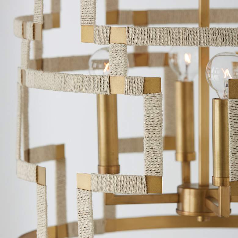 Image 3 Hala 18 1/4"W Patinaed Brass Natural Jute 4-Light Pendant more views