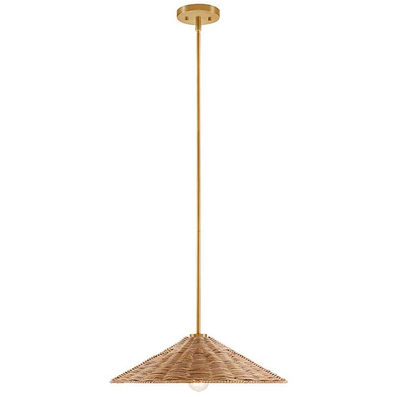 Image 2 Halaby 20" Wide Natural Brass and Rattan Pendant Light