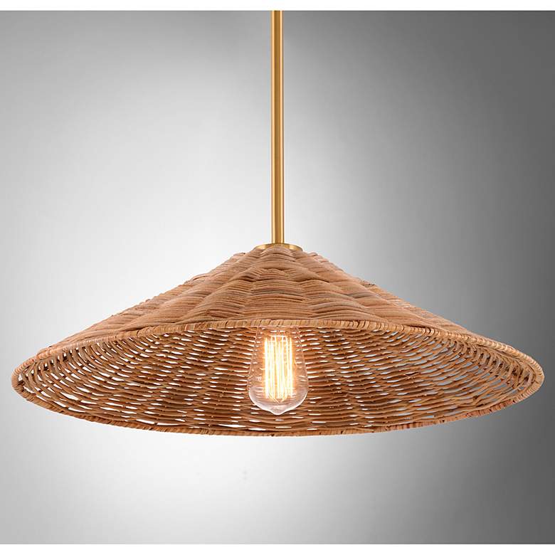 Image 1 Halaby 20" Wide Natural Brass and Rattan Pendant Light