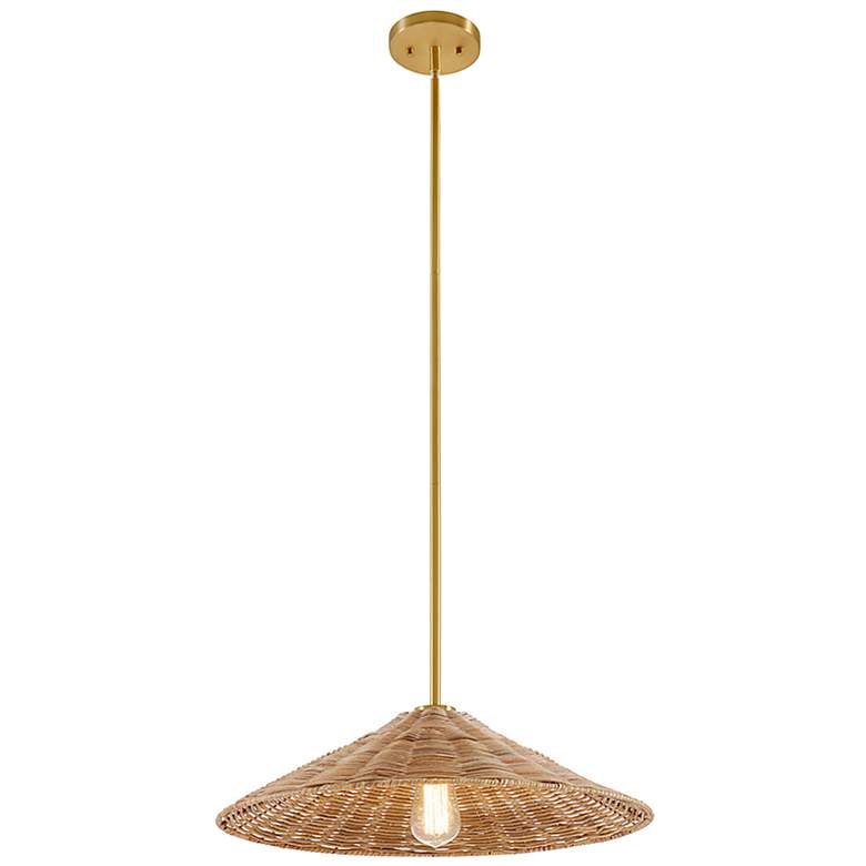 Image 5 Halaby 20" Wide Natural Brass and Rattan Pendant Light more views