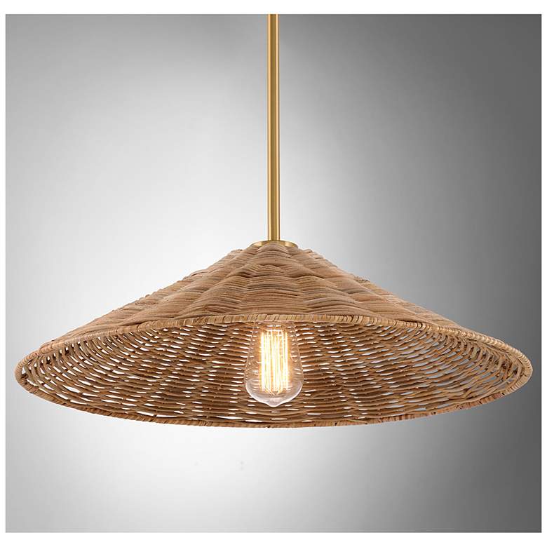 Image 6 Halaby 20" Wide Natural Brass and Rattan Pendant Light more views