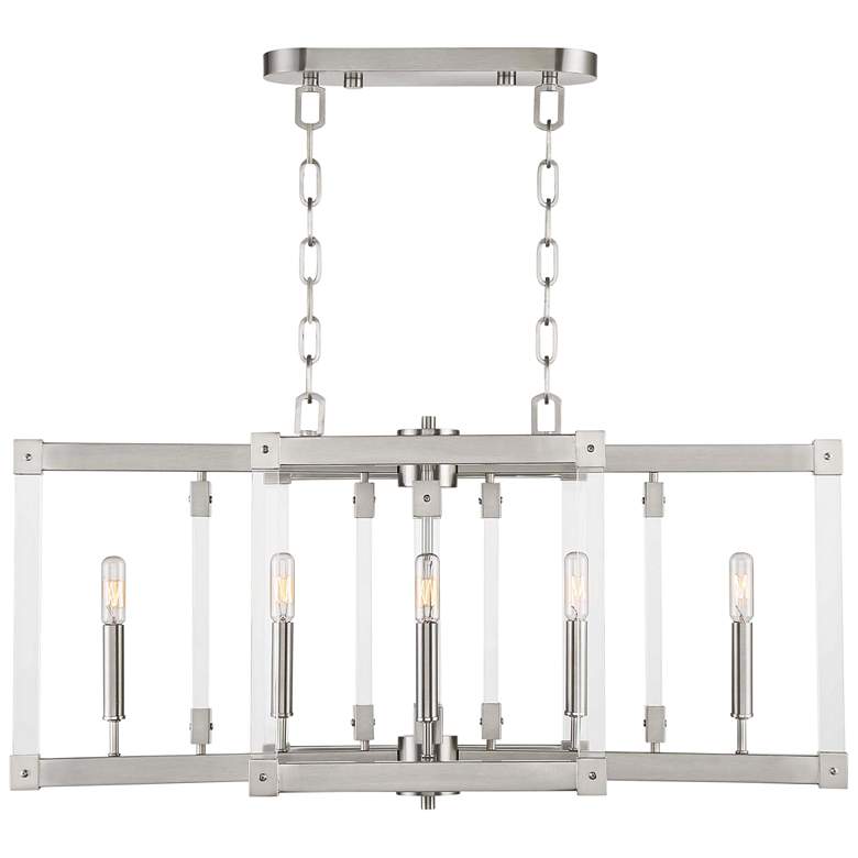 Image 1 Halcyon 34" Wide Satin Nickel Kitchen Island Light Pendant