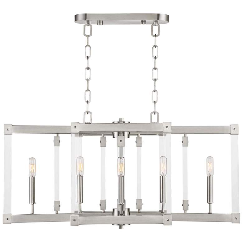 Image 1 Halcyon 34 inch Wide Satin Nickel Kitchen Island Light Pendant