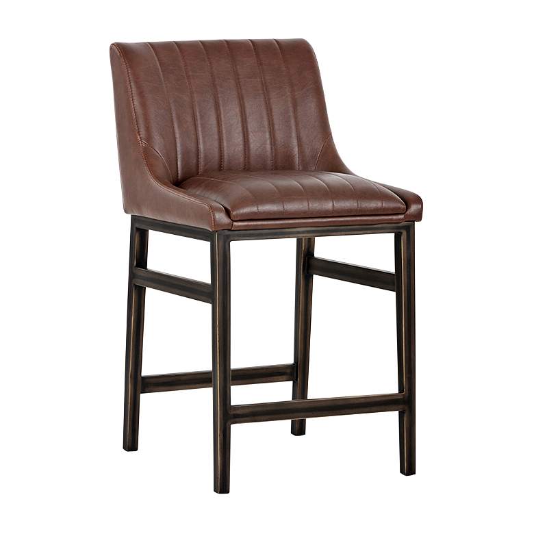 Image 1 Halden 30 inch Cognac Faux Leather Armless Counter Stool