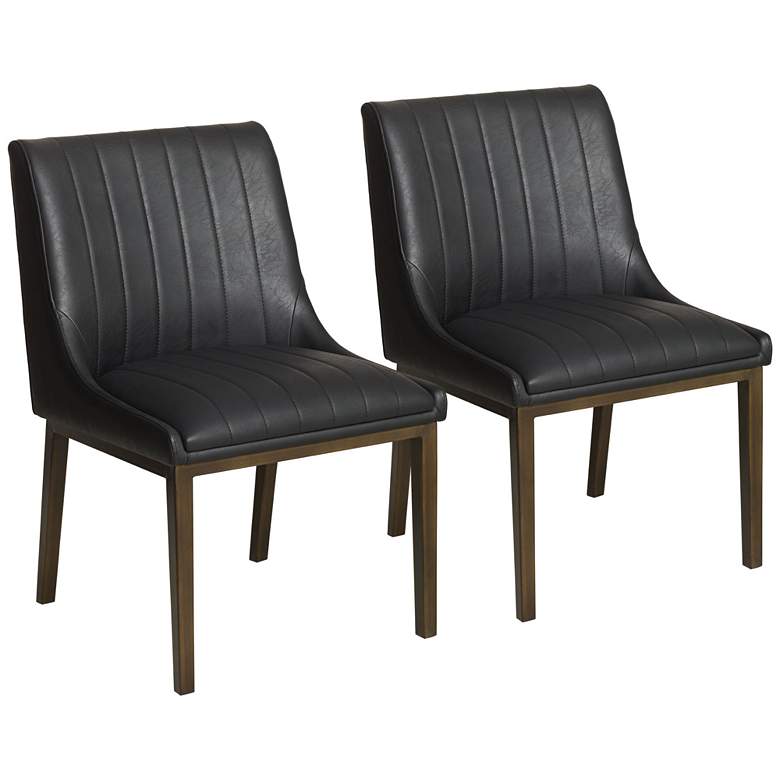 Image 1 Halden Black Faux Leather Dining Chair Set of 2