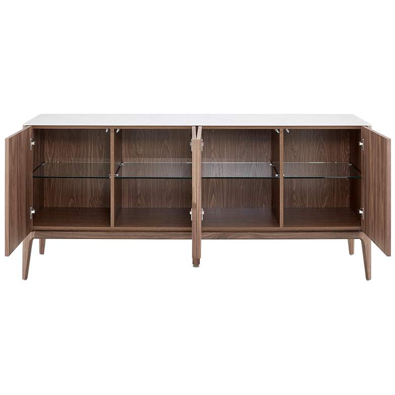 Image 5 Haldis 70 3/4" Wide Walnut Veneer Wood 4-Door Sideboard more views