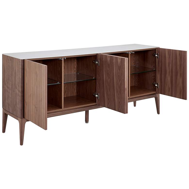 Image 6 Haldis 70 3/4 inch Wide Walnut Veneer Wood 4-Door Sideboard more views