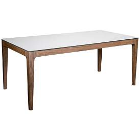 Image3 of Haldis 70 3/4" Wide White Ceramic Walnut Veneer Dining Table