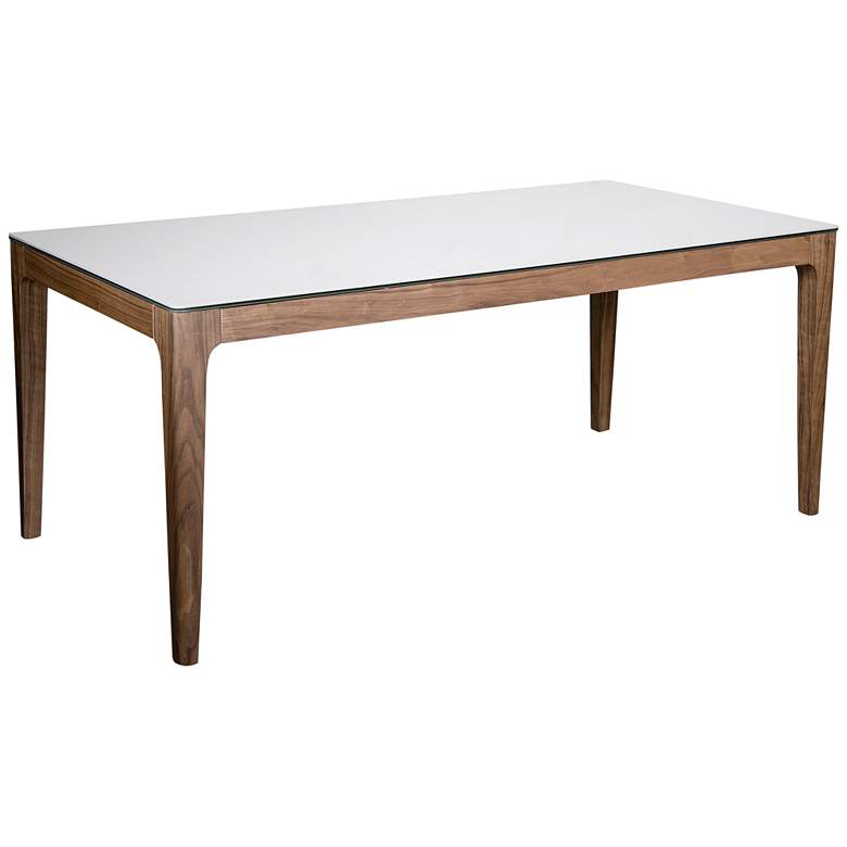 Image 3 Haldis 70 3/4 inch Wide White Ceramic Walnut Veneer Dining Table