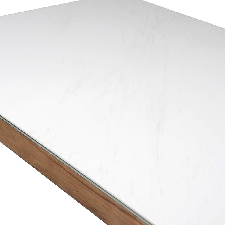 Image 4 Haldis 70 3/4 inch Wide White Ceramic Walnut Veneer Dining Table more views