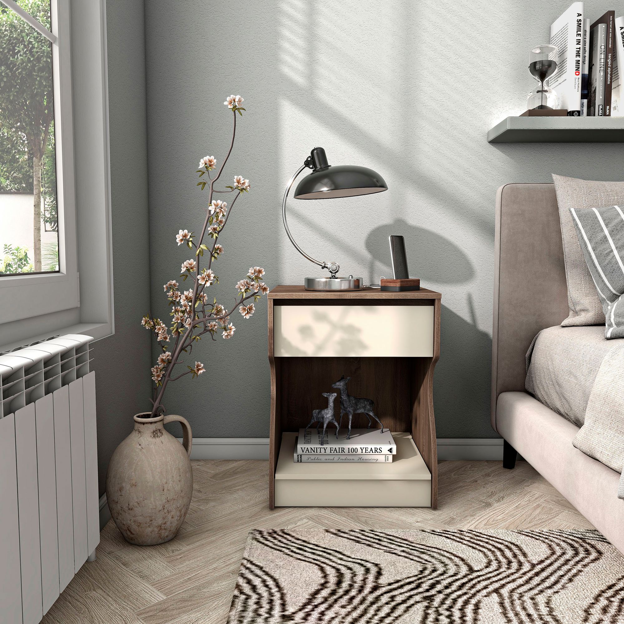 Haley 19" Wide Chestnut Brown Nightstand with USB Charger