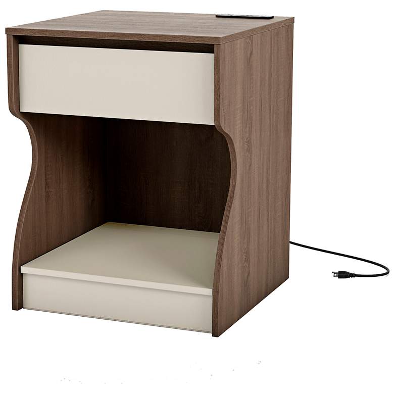 Image 5 Haley 19" Wide Chestnut Brown Nightstand with USB Charger more views
