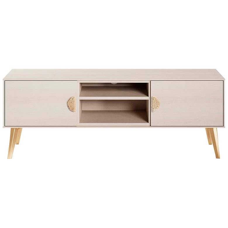 Image 1 Haley 55" Wide White 2-Door TV Stand
