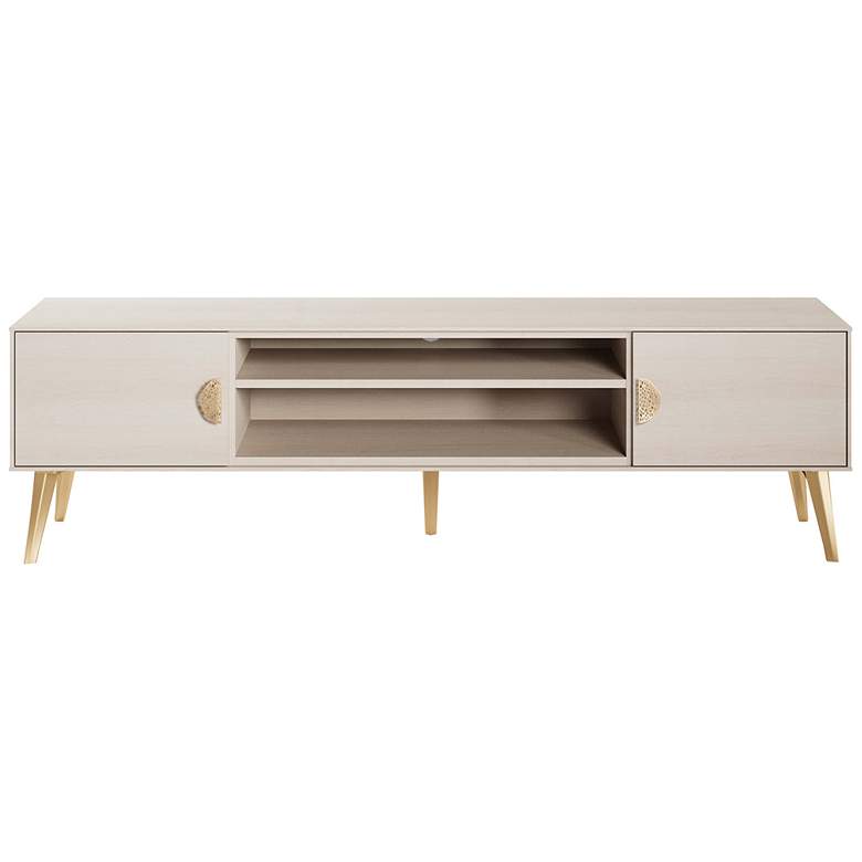 Image 1 Haley 70.9" Mid-Century Modern TV Stand in White
