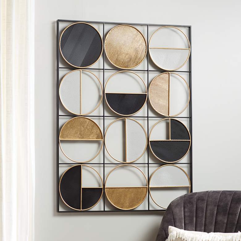 Image 1 Half Circle 40" High Multi-Color Metal Wall Art