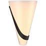 Half Cone 12" High Left Orientation Black Sconce With Opal Glass Shade