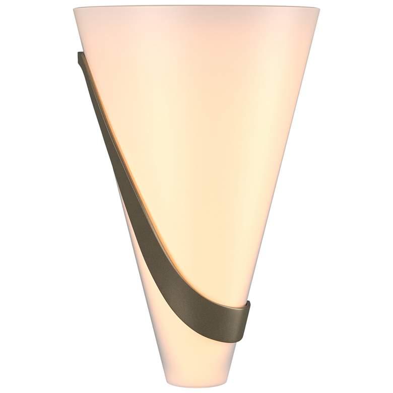 Image 1 Half Cone 12" High Left Orientation Soft Gold Sconce With Opal Glass S