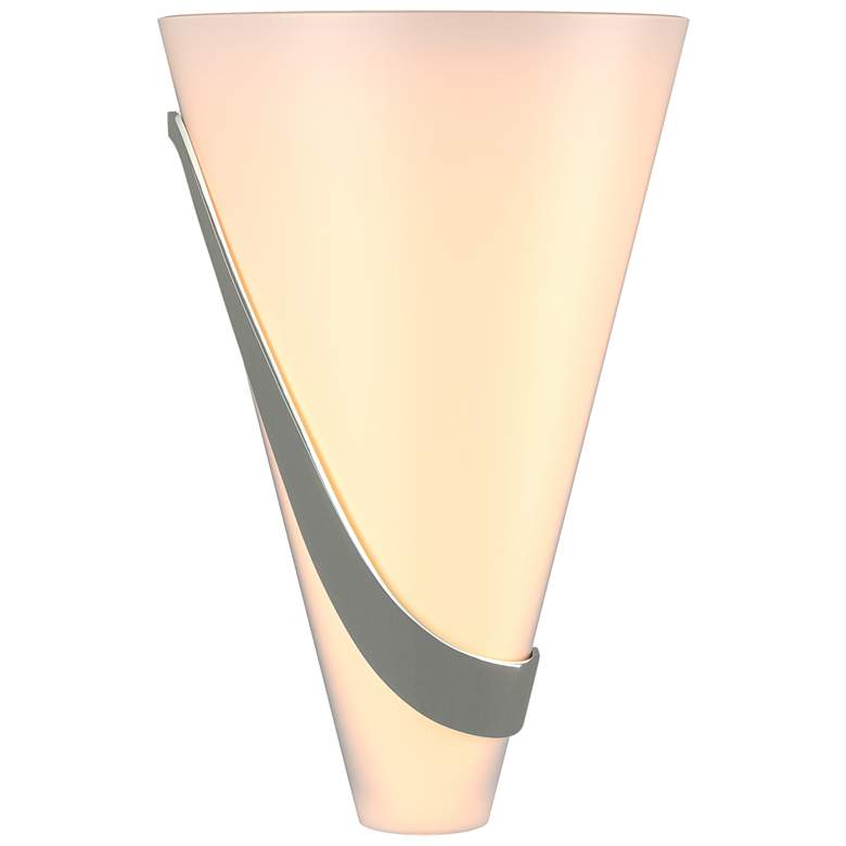 Image 1 Half Cone 12" High Left Orientation Sterling Sconce With Opal Glass Sh