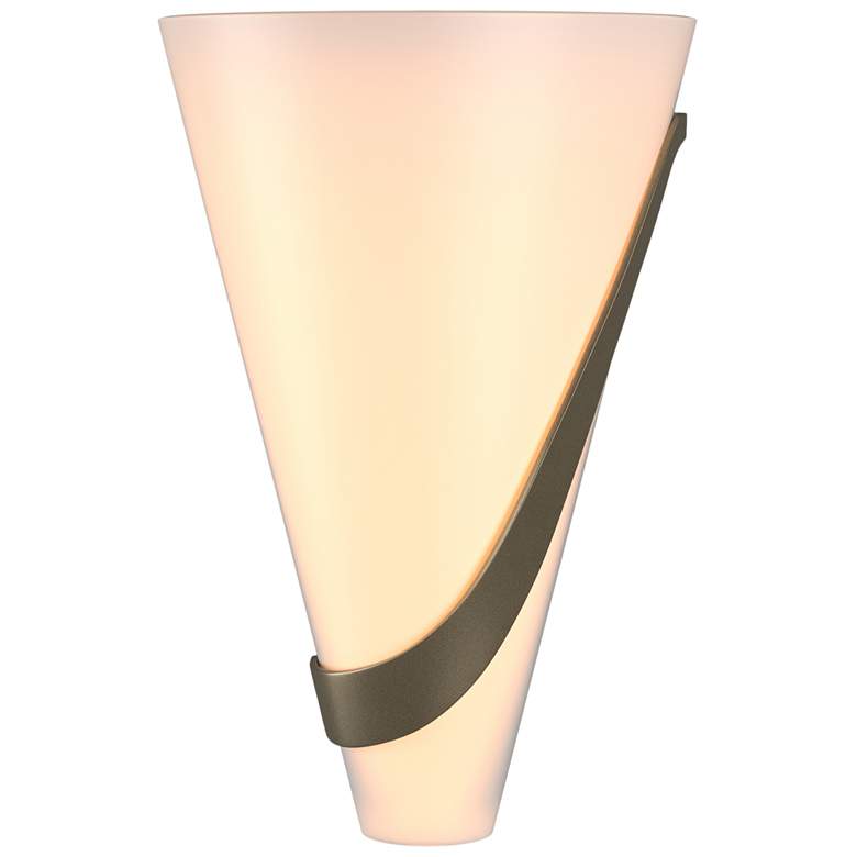 Image 1 Half Cone 12" High Right Orientation Soft Gold Sconce With Opal Glass