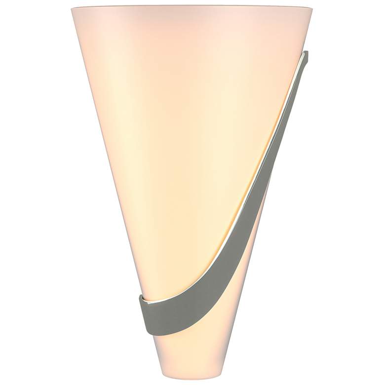 Image 1 Half Cone 12" High Right Orientation Sterling Sconce With Opal Glass S