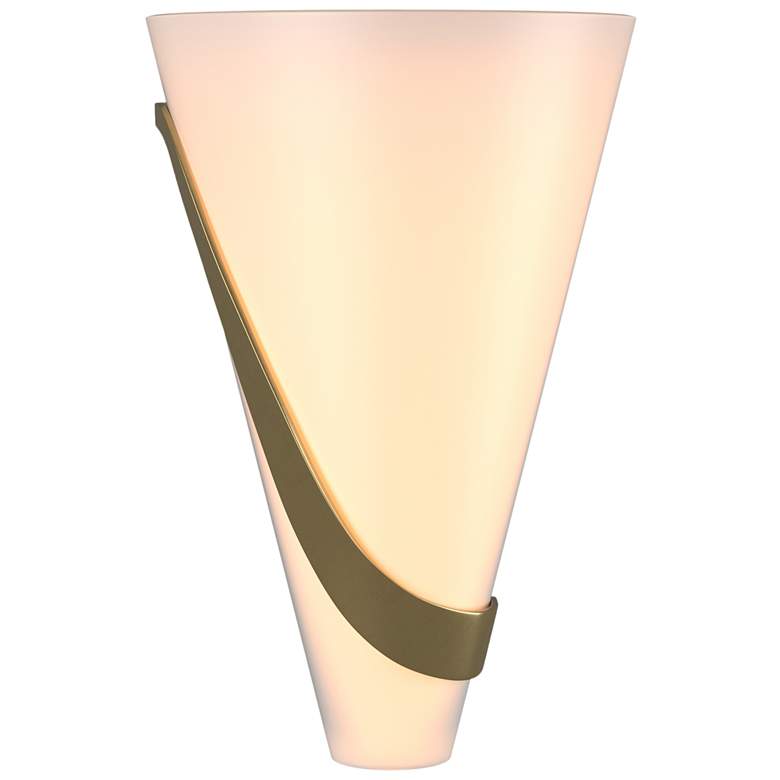 Image 1 Half Cone 12 inchH Left Orientation Modern Brass Sconce With Opal Glass Sh