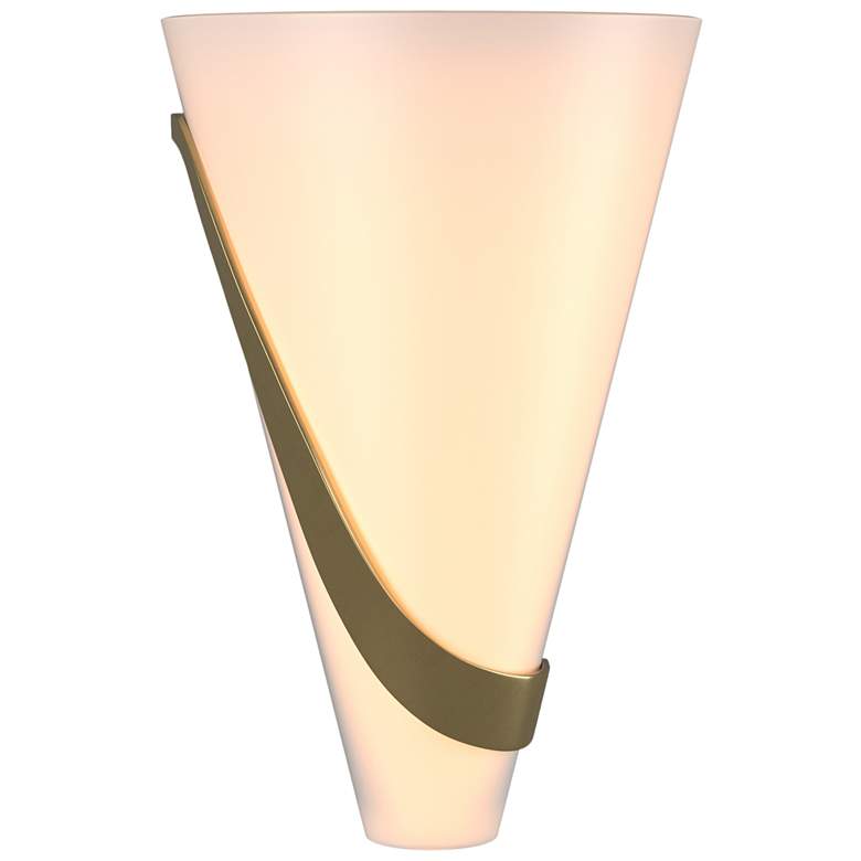 Image 1 Half Cone 12"H Left Orientation Modern Brass Sconce With Opal Glass Sh