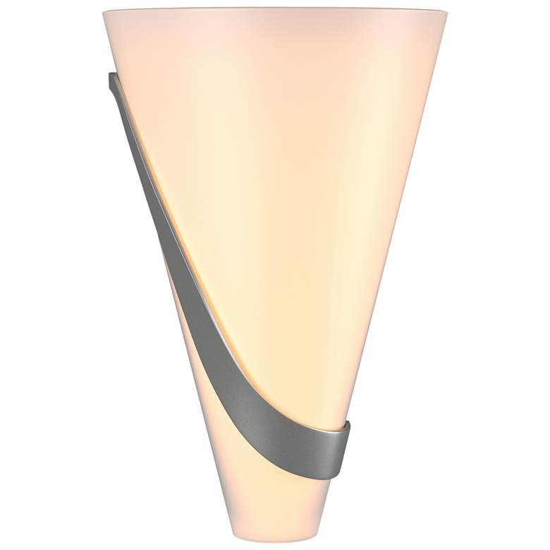 Image 1 Half Cone 12"H Left Orientation Vintage Platinum Sconce w/ Opal Glass