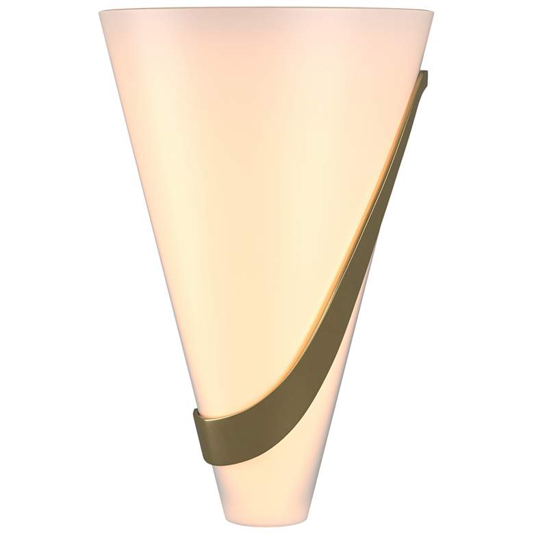 Image 1 Half Cone 12"H Right Orientation Modern Brass Sconce With Opal Glass S
