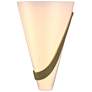 Half Cone 12"H Right Orientation Modern Brass Sconce With Opal Glass S