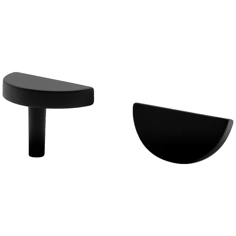 Image 1 Half Moon Matte Black Metal 1 3/4" Wide Cabinet Knob
