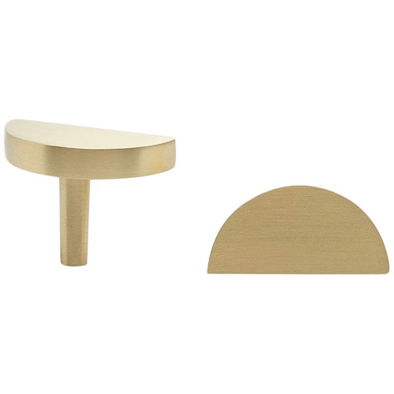 Image 1 Half Moon Satin Brass Metal 1 3/4" Wide Cabinet Knob