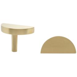 Half Moon Satin Brass Metal 1 3/4" Wide Cabinet Knob