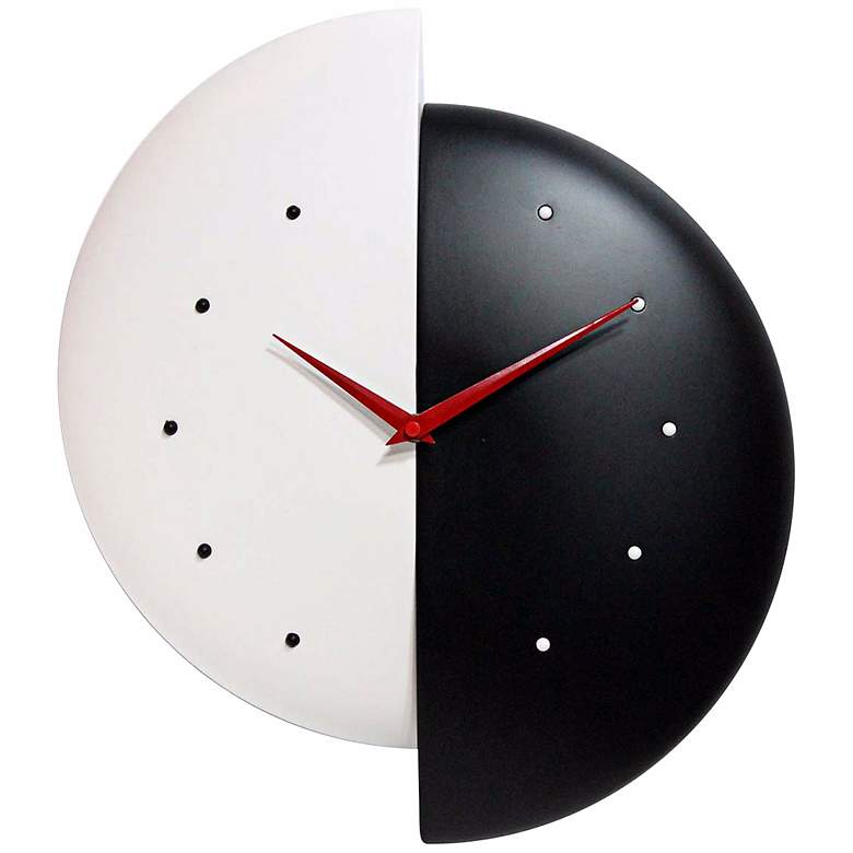 Image 1 Half Time 16 inch High Black and White Wall Clock