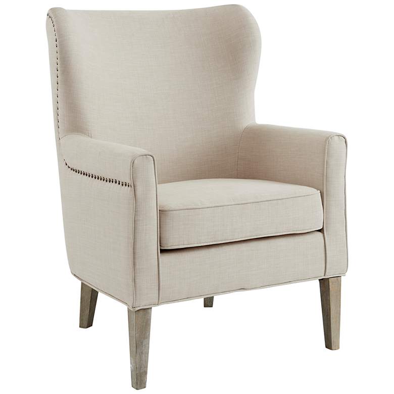 Image 2 Halford Natural Fabric Accent Wingback Chair