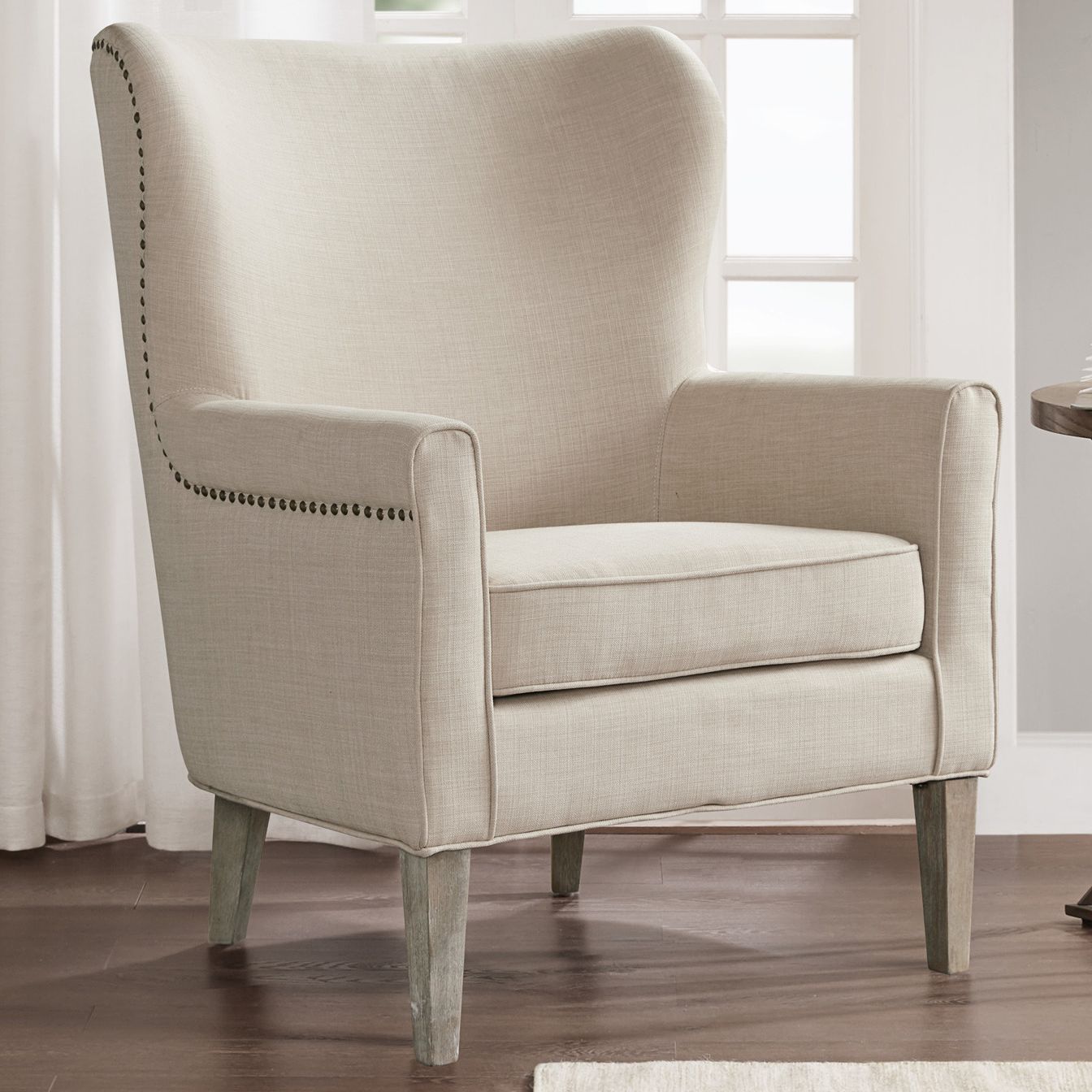 Natural wingback chair hot sale