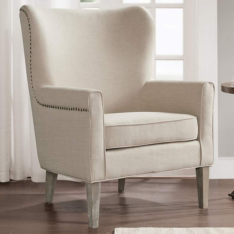 Image 1 Halford Natural Fabric Accent Wingback Chair