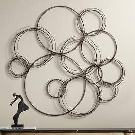 Image1 of Halifax 36 1/2" High Distressed Gunmetal Circle Wall Plaque