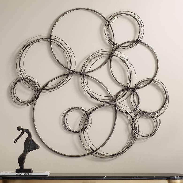Image 1 Halifax 36 1/2" High Distressed Gunmetal Circle Wall Plaque