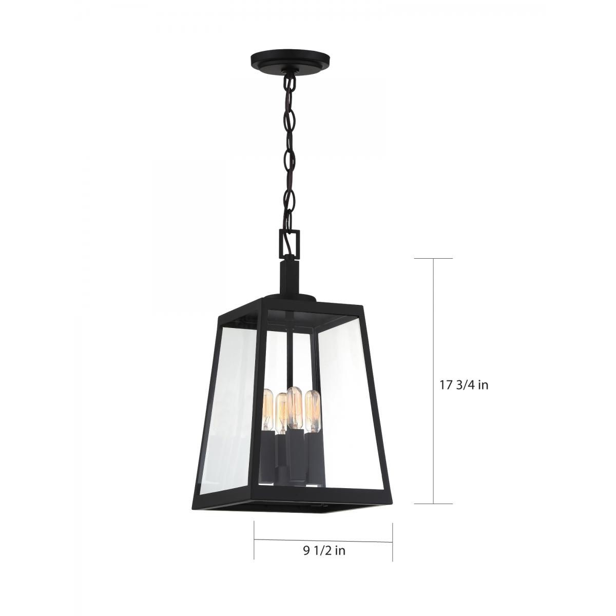 Image 6 Halifax; 4 Light; Hanging Lantern; Matte Black Finish with Clear Glass more views