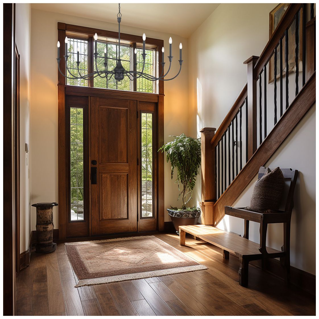 Image 4 Halifax County 58" Wide Textured Black 10-Light Chandelier more views