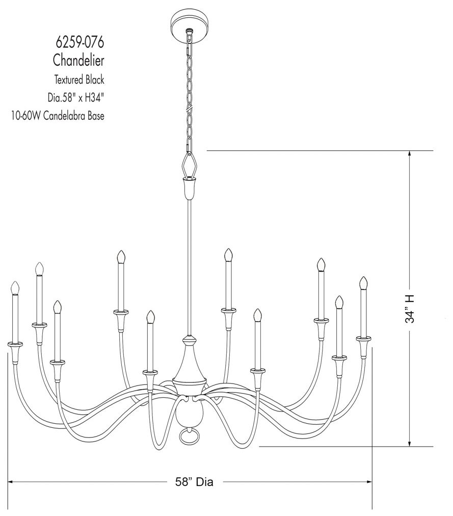 Image 5 Halifax County 58" Wide Textured Black 10-Light Chandelier more views
