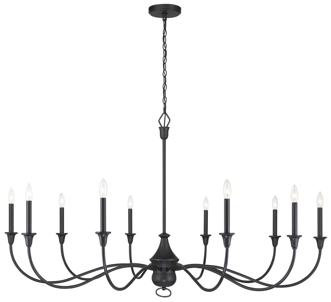 Image 7 Halifax County 58" Wide Textured Black 10-Light Chandelier more views