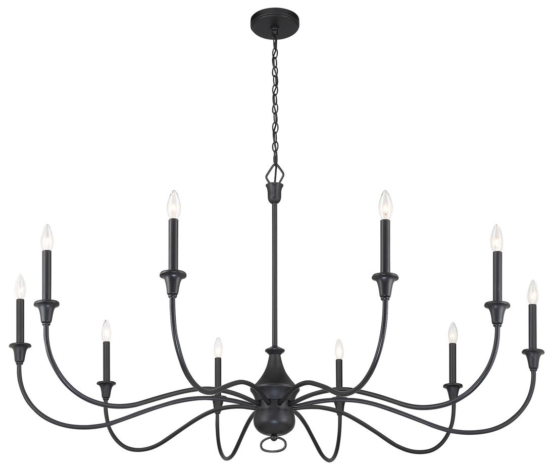 Halifax County 58" Wide Textured Black 10-Light Chandelier