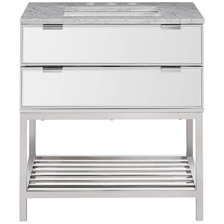 Image 1 Halladale 32" Wide Mirrored Single Sink Vanity w/ Marble Top