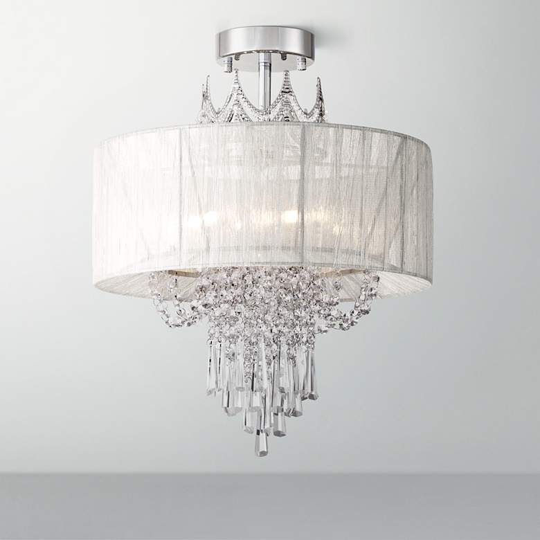 Image 1 Hallie 16 inch Wide Clear Crystal Ceiling Light