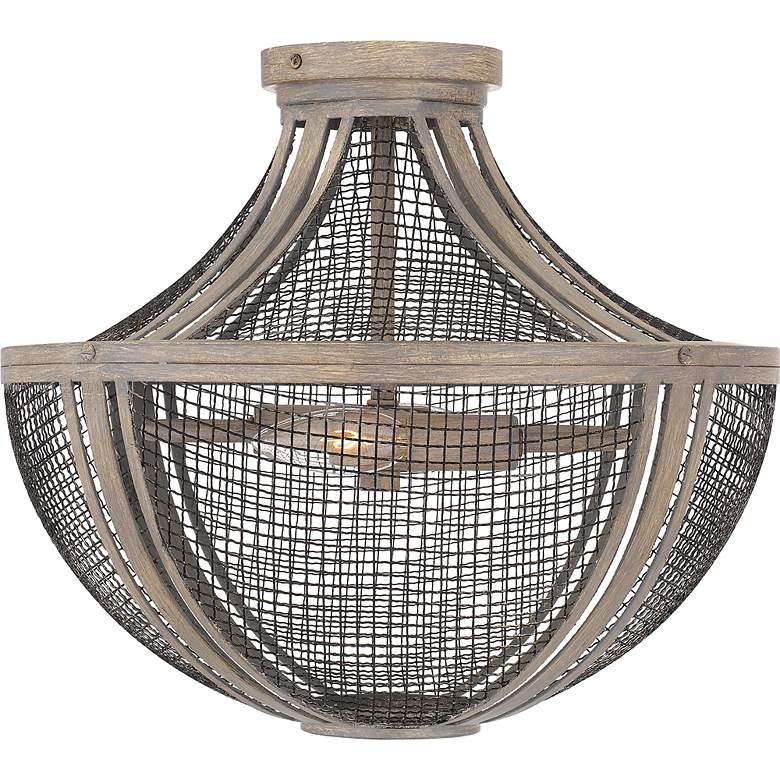 Image 3 Hallie 2-Light Distressed Grey Wood Semi-Flush Mount Light more views