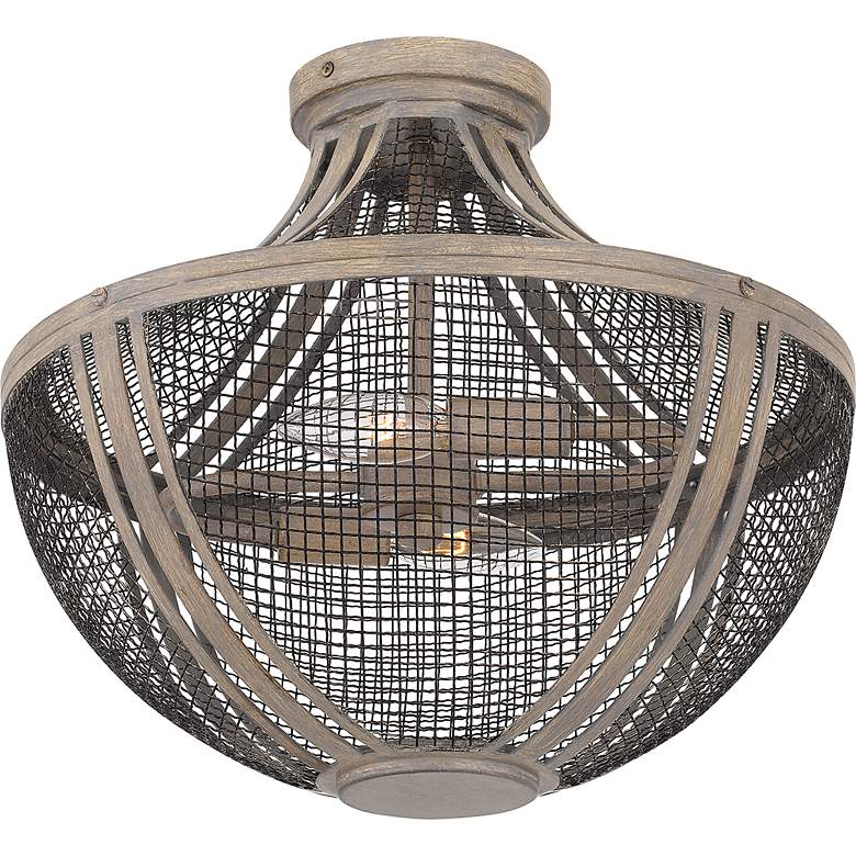 Image 4 Hallie 2-Light Distressed Grey Wood Semi-Flush Mount Light more views