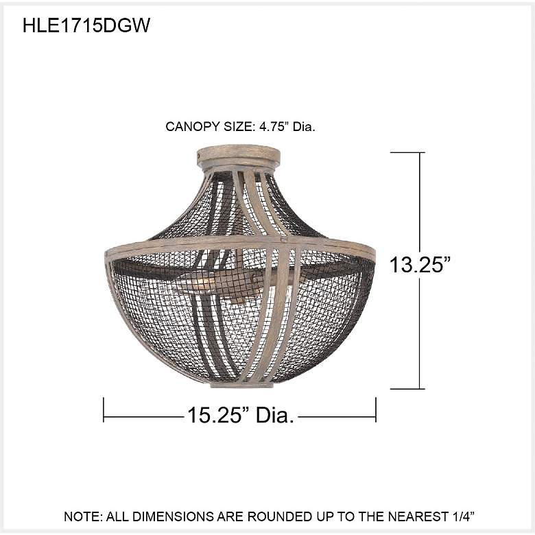 Image 6 Hallie 2-Light Distressed Grey Wood Semi-Flush Mount Light more views