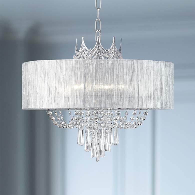 Hallie 21&quot; Wide Draped Crown Crystal 6-Light Chandelier