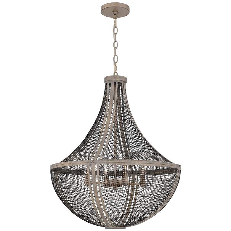 Image 1 Hallie 4-Light Distressed Grey Wood Pendant Light